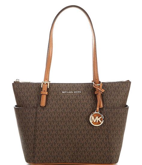 michael kors east west top zip tote in brown|east west signature.